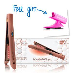 $600 Gladiator Hair Straightener With Cool Tip +Flat Iron Holder. NEW Sealed!